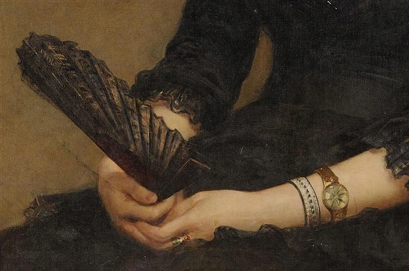 Ritratto di giovane donna con ventaglio - dettaglio